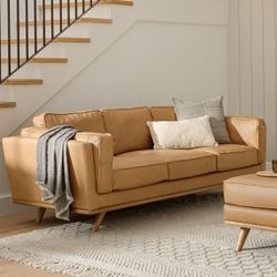 ARTICLE Timber 90" Leather Sofa - Charme Tan
