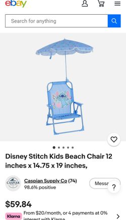 Disney Stitch Kids Beach Chair w/ Umbrella. Brand new! Retails for $60! Selling for only $40!