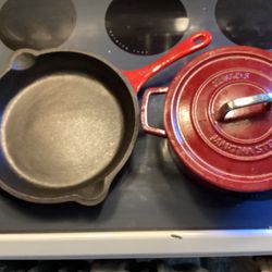 Ceramic Coated Cast-Iron 3 Quarts Pot With Cover And 10 Inch Fry Pan/Saucepan 