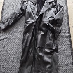 Halloween?Jacket Trench Coat Real Leather Excellent 