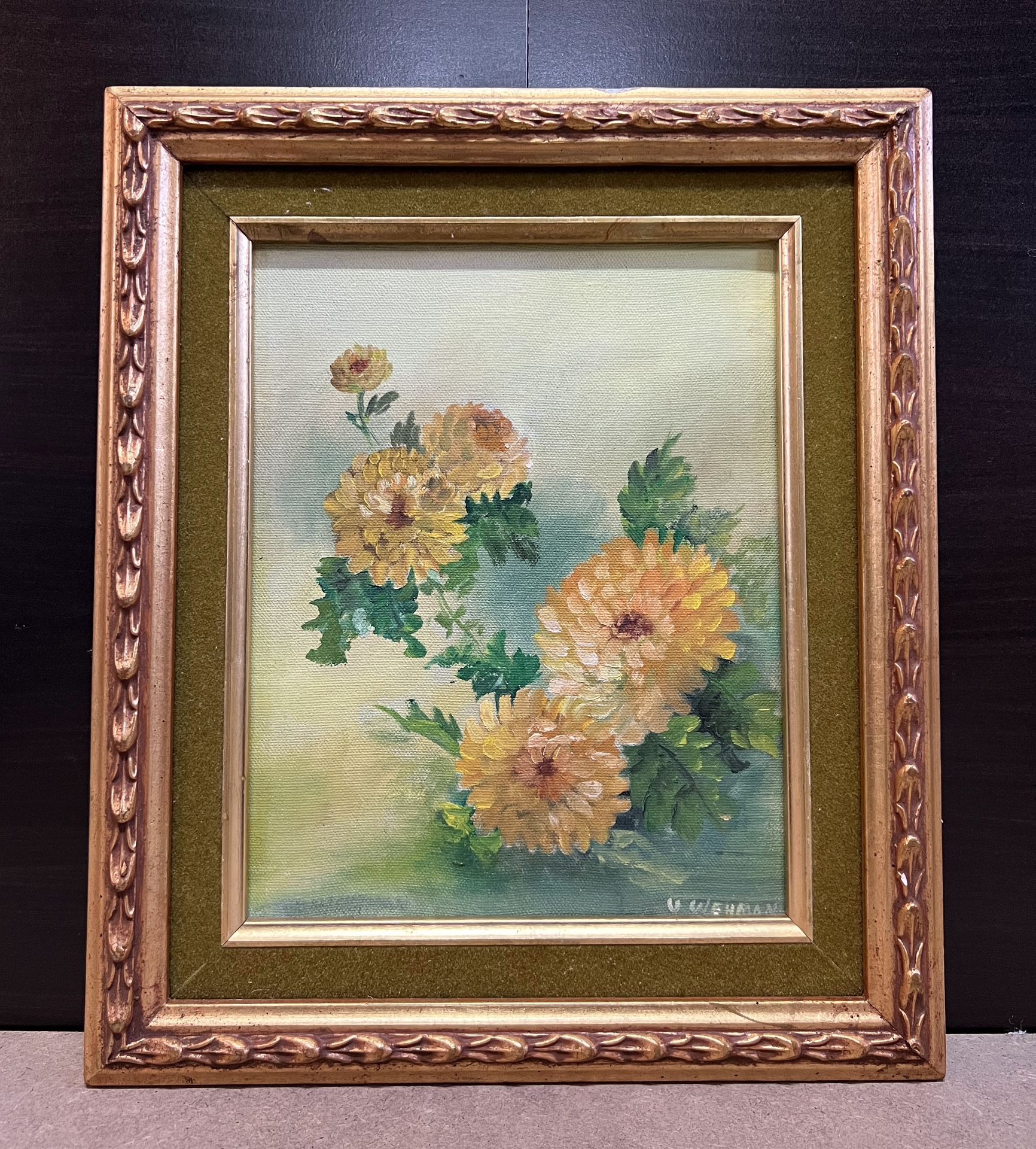 30% off SALE Original Oil painting, “Blooming Flowers” signed, Double-framed 