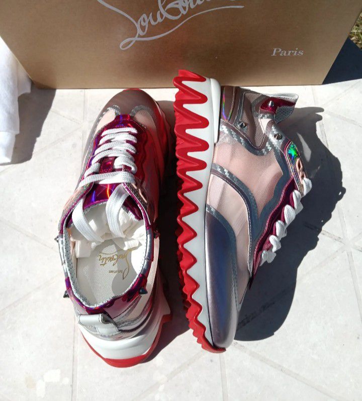 Christian Louboutin Sharkina Women's Sneaker in Pink/Fuxia Eur 38 / US 8