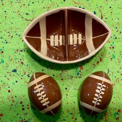 Football Salt & Pepper w/ Dip Bowl