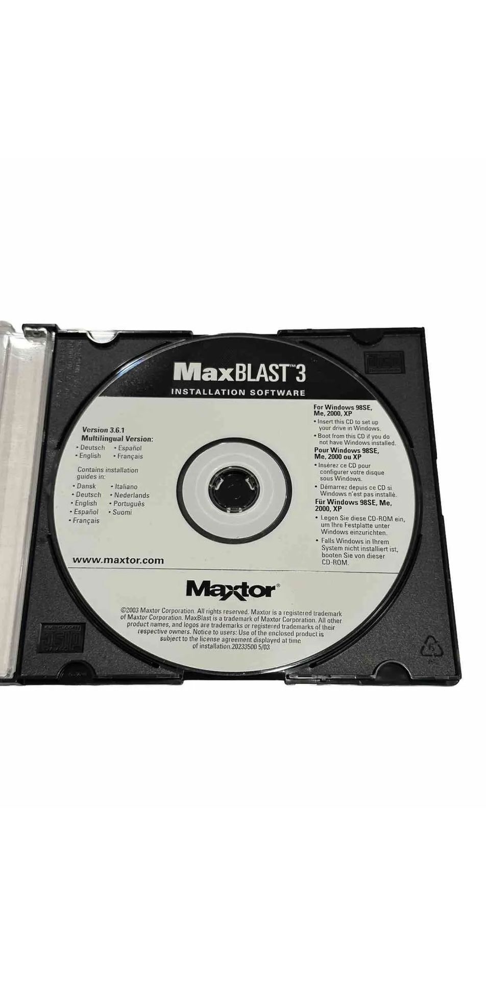 Maxtor Max Blast 3 Installation Software CD ROM