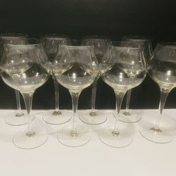 Vintage Orrefors LISA Pattern Set of 8 Crystal Claret Wine Glasses 7.75”. 