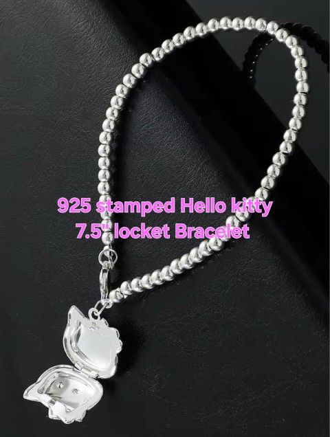 925 Stamped Hello Kitty Cat Locket Bracelet Matching Necklace Sold Separately SHIPPING AVAILABLE