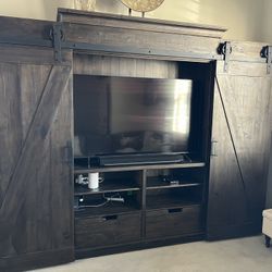 Media Center With Barn Doors
