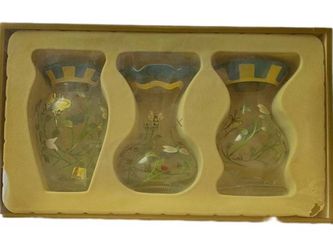 Lot of 3 Vintage LENOX Butterfly Meadow Hand Painted Glass Vases, Approx. 6” Each