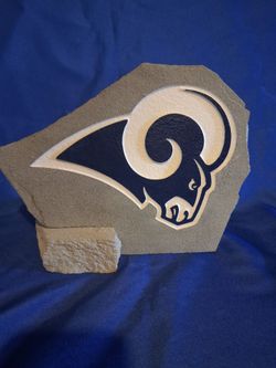 RAMS Engraved Rock w Stand