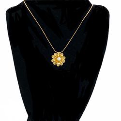 Vintage 1 ct CZ gold plated necklace