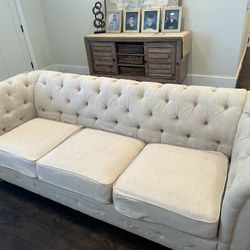Chesterfield Style Couch With Two Arm Chairs!