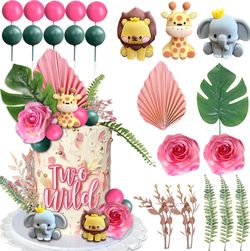 Girls Safari Jungle Birthday Cake Toppers 