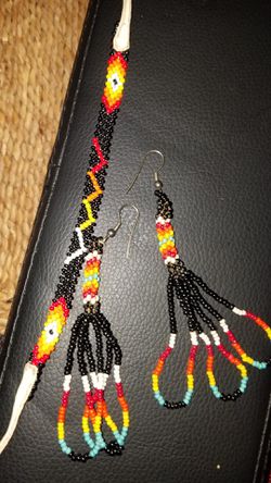 Sioux beaded earring and bracelet
