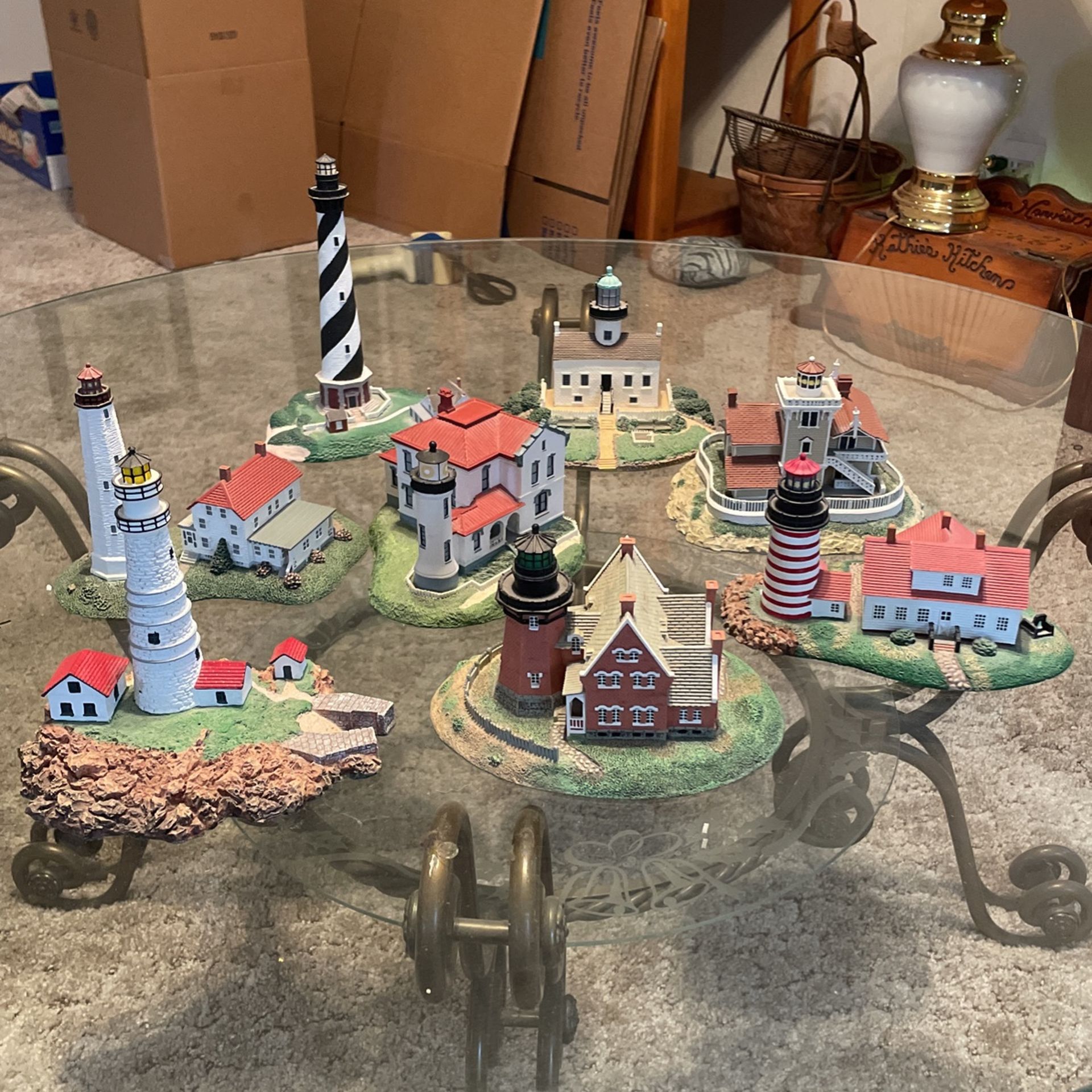 Complete set of Danbury Mint “Historic American Lighthouse” Series Sculptures