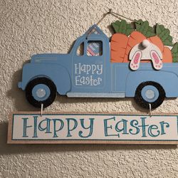 Brand-new Happy Easter Blue Pickup Truck 