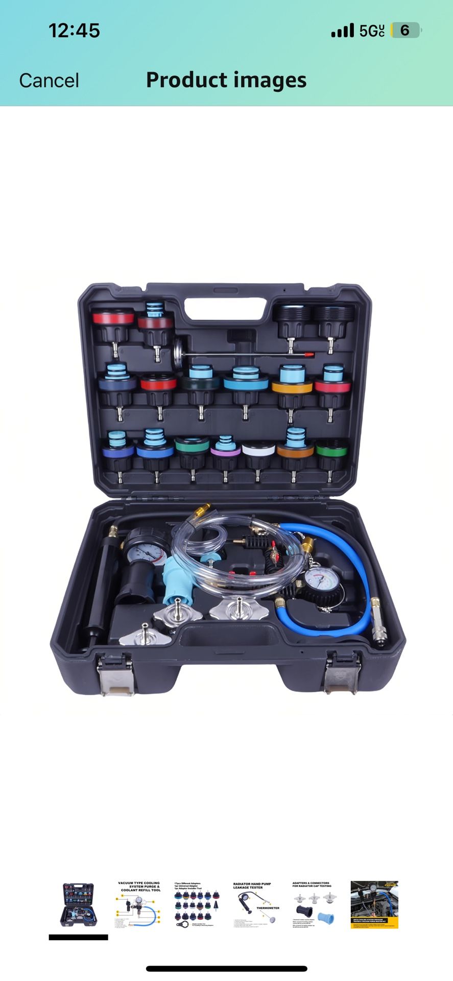 28-PIECE COOLING SYSTEM PRESSURE TESTER AND VACUUM REFILL KIT - Foto 9
