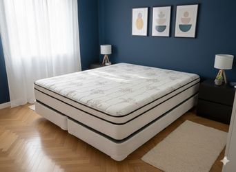 New king Mattress and box springs bed frame is not included
