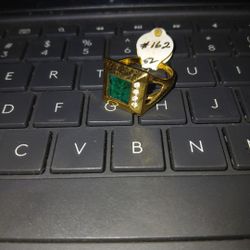 18k GOLD Plated Emerald Ring