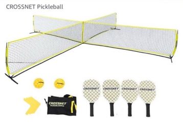 Crossnet Pickleball Four Square Set w/ Paddles, Balls, Net & Frame Parts
