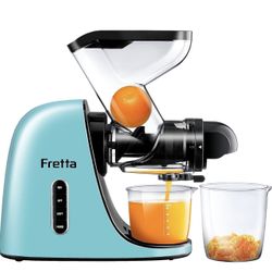 Brandnew Masticating Slow Juicers, Fretta Wide Feeding Chute Cold Press Juicer, BPA-Free, Celery Juicer Extractor with Quite DC Motor & Reverse Functi