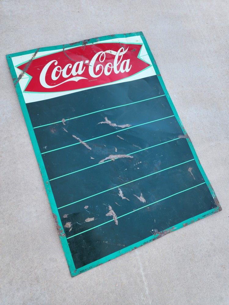 Vintage 1959 Coca Cola Fish Tail Chaulk Board Coke Soda Pop Sign

