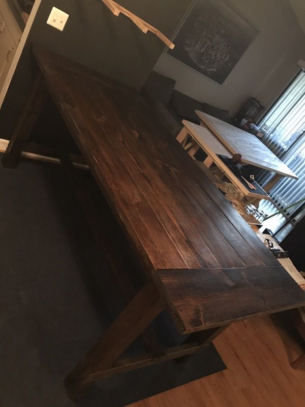 Handcrafted Solid Wood Farmhouse Table + 2 Chairs & Farmhouse Bench