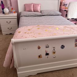Twin Bed Frame , Side Table And  Mattress 