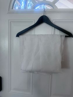 White Sheer Curtain Panel with Scroll Pattern