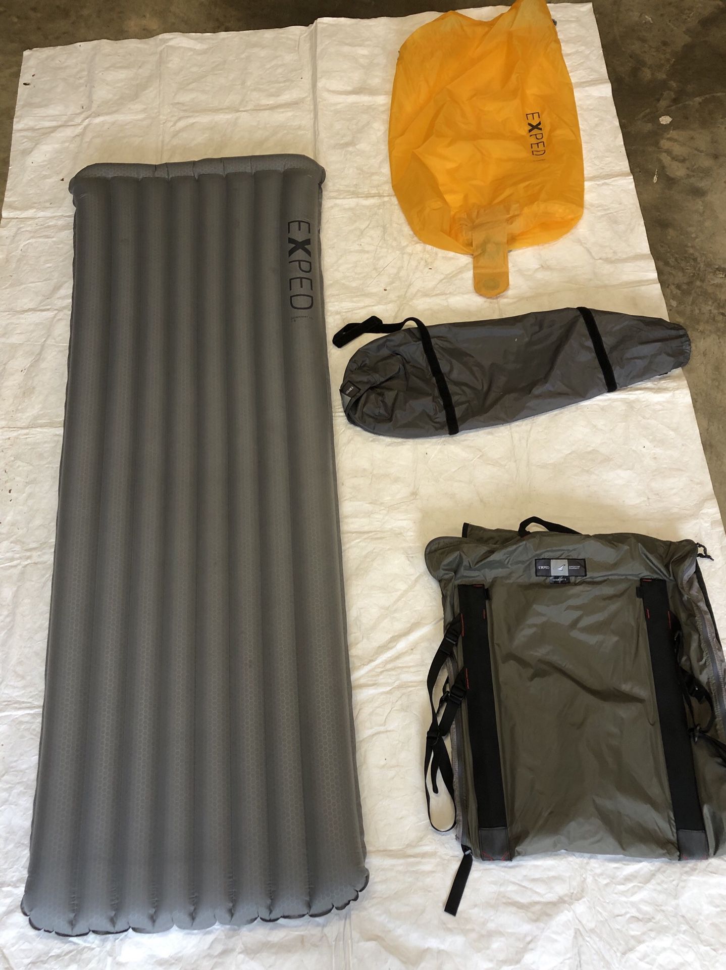 EXPED DOWN SLEEPING PAD WITH CHAIR KIT AND INFLATION BAG