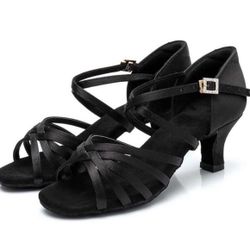 RoseMoli Women's Latin Dance Shoes Satin Professional Ballroom Salsa Practice Performance Dance Shoes Size 9