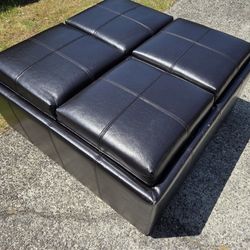 Black Ottoman/ Coffee Table + Storage