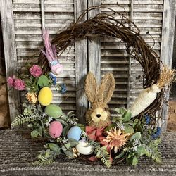 16in Wreath-HANDMADE artificial Easter Arrangement On Wreath