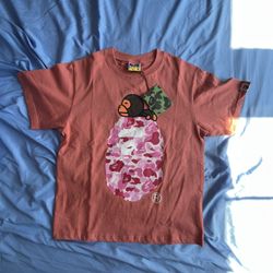 White And Pink Bape Head Shirt 
