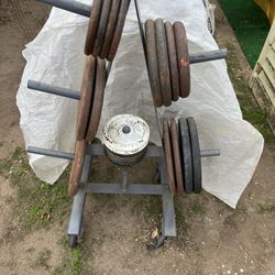 Weight Set With Bars And Rack 230 Lbs