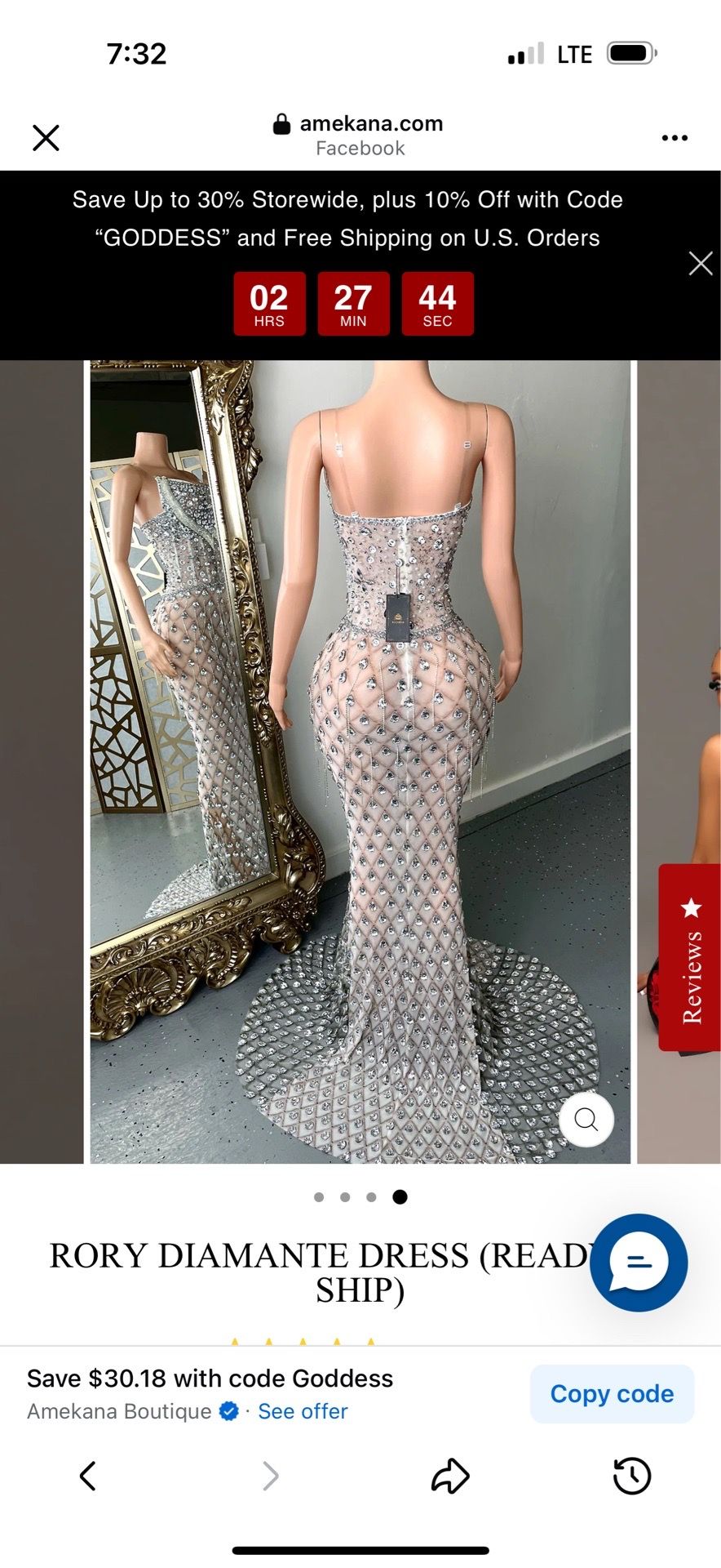 RORY DIAMANTE DRESS ( new never worn still in original box