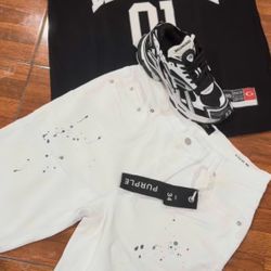 Balenciaga Runners, Shoes, And Balenciaga Shirt And Purple Jeans Shorts