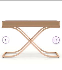 42” Glass Top Console Table Brass