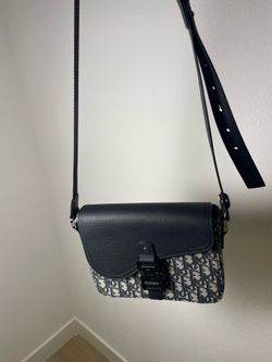 Authentic Pre owned Christian Dior Dior Oblique Canvas & Black Leather Messenger Bag (CD Logo Crossbody)