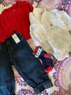 Baby Gap 4 Pc Holiday Outfit. Worn Once, NEW Jeans 12-18m