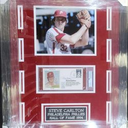 Phils Steve Carlton Signed,  PSA-Certified,  Custom-Framed Cache/Envelope 1-of-1 Display Piece 