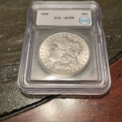 1888 Morgan Silver Dollar Graded AU58 ICG NEW!