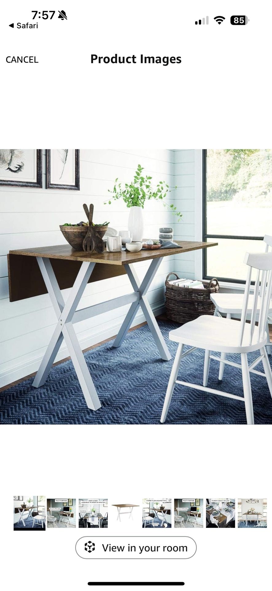 Nathan James Kalos Solid Wood Drop Leaf Folding Desk