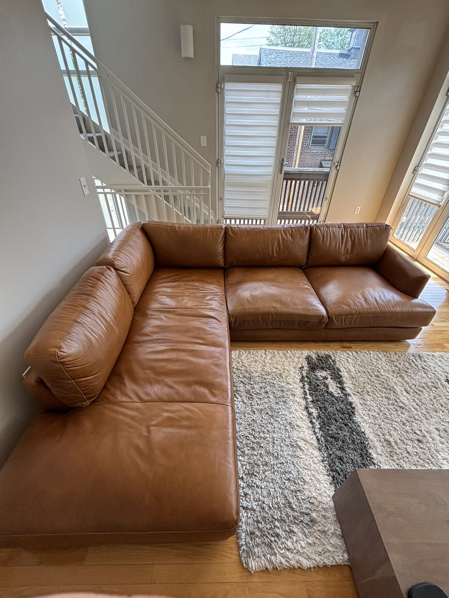 West Elm Haven Cognac Leather Couch