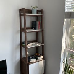 71'' H Ladder Bookcase - Walnut/white