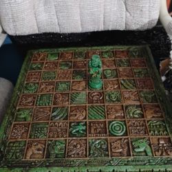 Complete Aztec Chess Board Game And Pieces