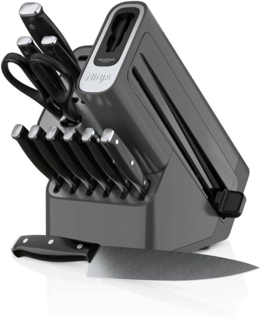 Ninja NeverDull Essential 12pc Knife System with Built in Sharpener - High Carbon Stainless Steel, Sharp Precision, Ergonomic handle (K12012)