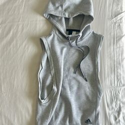 Adidas Sleeveless Gray Hoodie – Size Small – Lightweight Pullover Vest