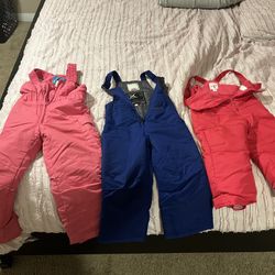 Boy And Girls Snow Bibs Plus Jackets And Snow Gloves 