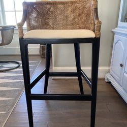 Three Rattan Bar Stools