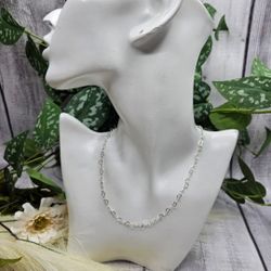 Heart silver linked necklace Valentine's adjusts to 17" or smaller